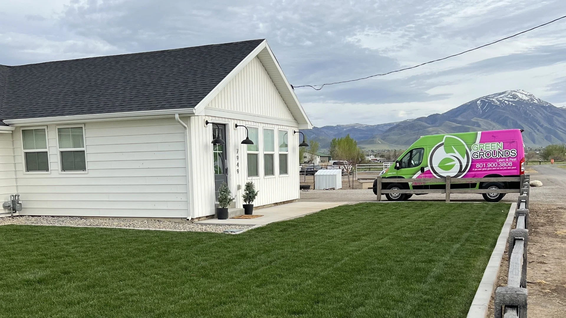 Home in American Fork, UT with nice grass showcasing our truck.